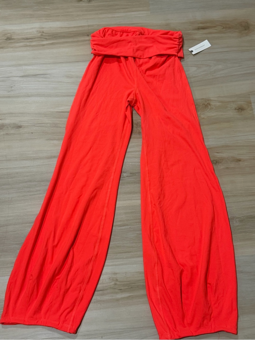 Corral Wide-Leg Fold-Over Waist Pants - Bright Coral
